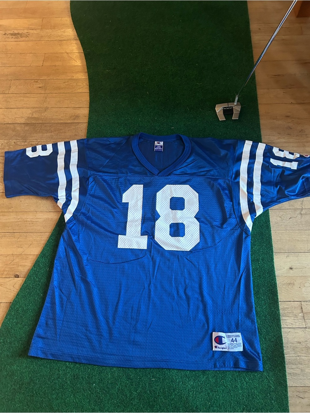 PeytonmanningChampion Men’s Blue #18 Football Jersey